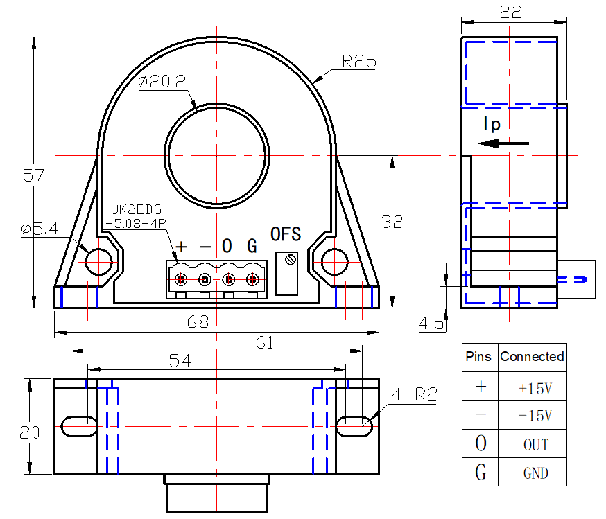 DC leakage current sensor drawing